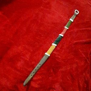 Genuine leather belt with multi coloured cow hide